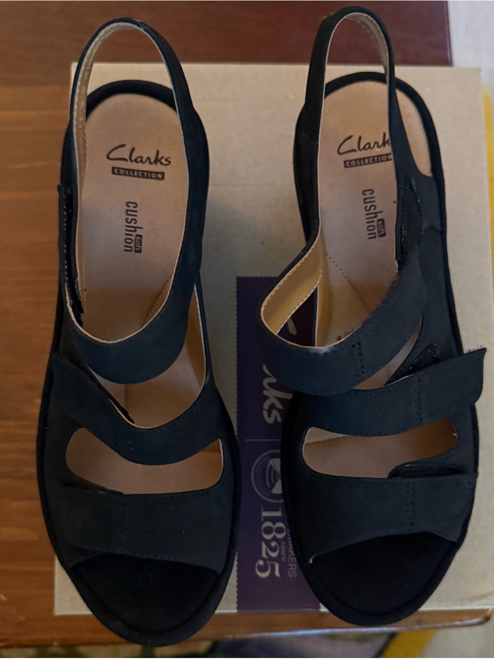 NIBClarks Black Suede Women's Slingback Cushioned Sandals